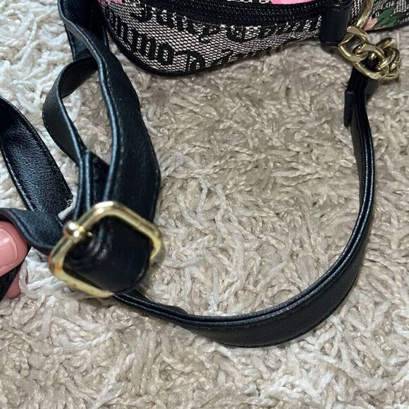 JUICY COUTURE RED BLACK PINK FLOWERED PURSE CROSSBODY CAMERA BAG - Picture 10 of 15
